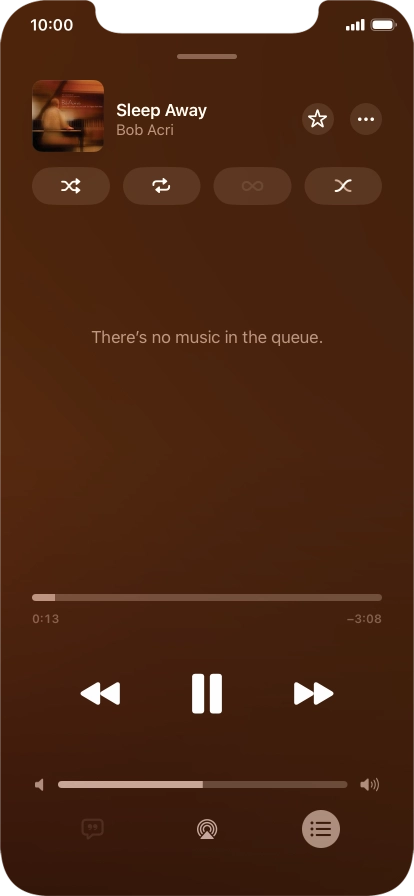 Press the shuffle icon to turn the function on or off.