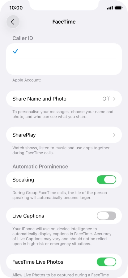 Press the required setting below 