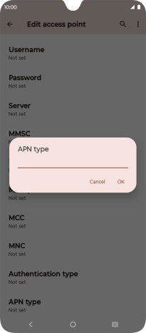 Key in default and press OK.