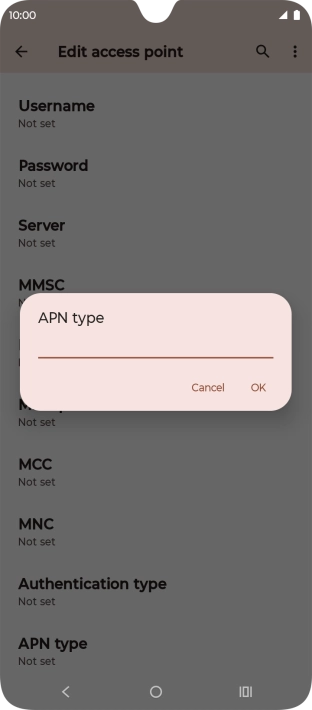 Key in default and press OK.