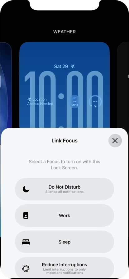 Press the required focus mode.