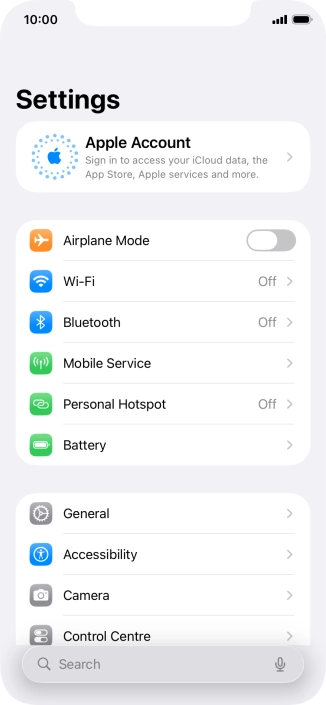 Press Apple Account.