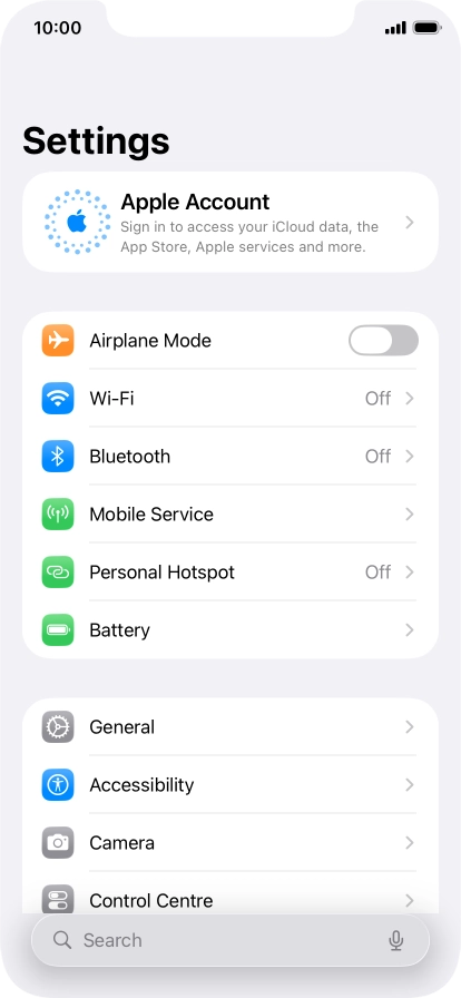 Press Apple Account.