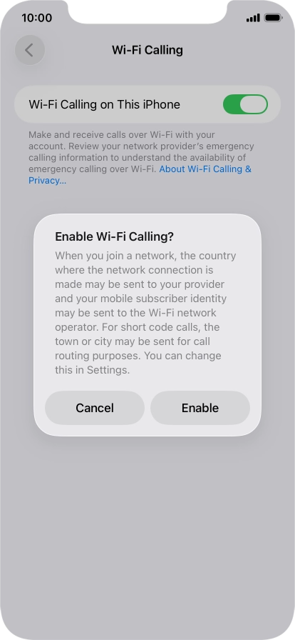 If you turn on the function, press Enable.