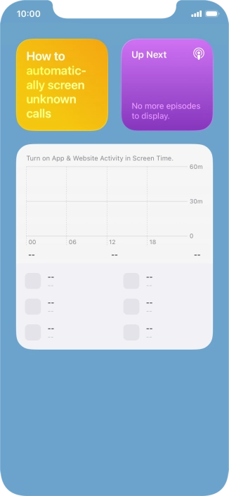 Slide your finger up or down on the screen to see more widgets.