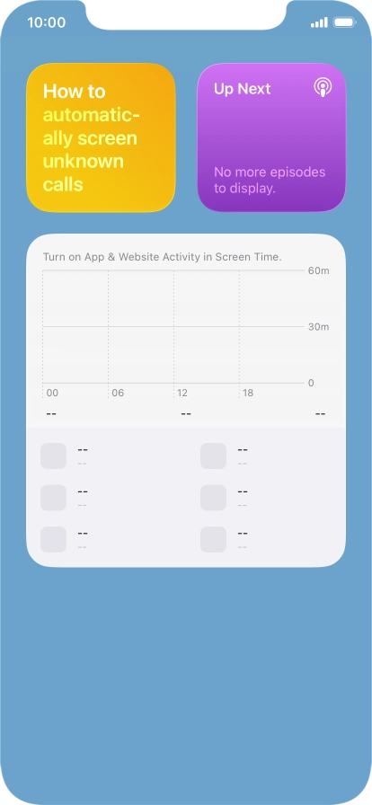 Slide your finger up or down on the screen to see more widgets.