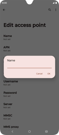 Key in Vodafone Internet and press OK.