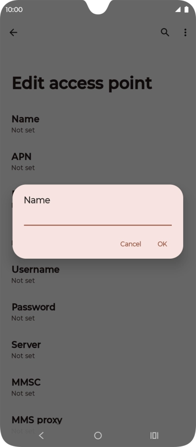 Key in Vodafone Internet and press OK.