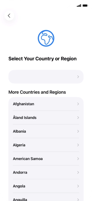 Press the required country or area.