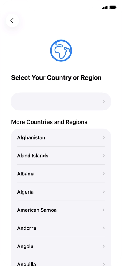 Press the required country or area.