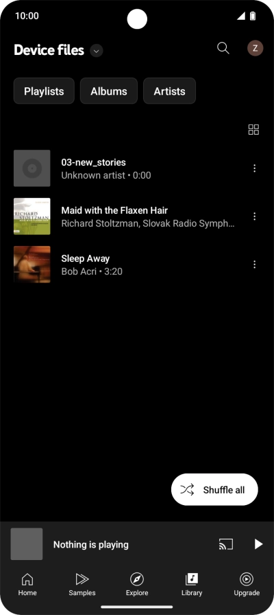 Press the required audio file.