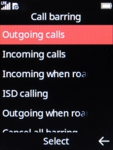 Select the required barring type.