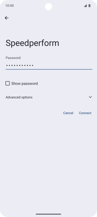 Key in the password for the Wi-Fi network and press Connect.