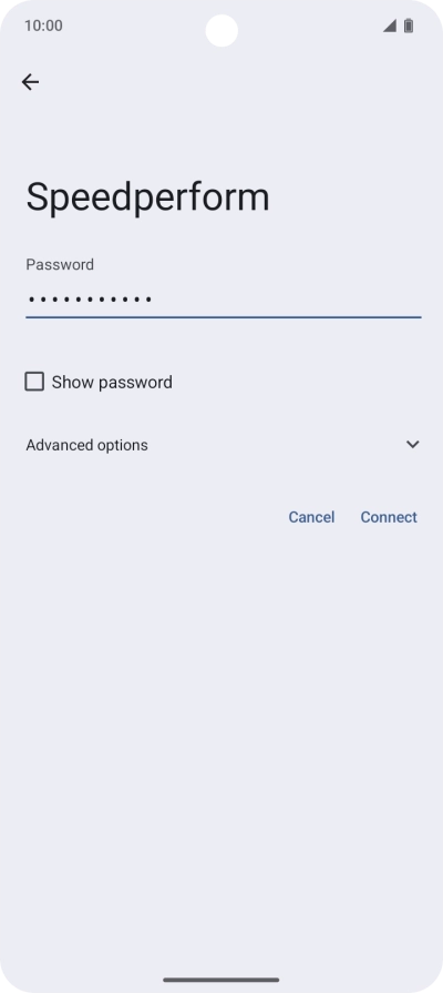 Key in the password for the Wi-Fi network and press Connect.