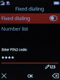 Key in the PIN2 and press the Navigation key.