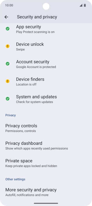 Press Device unlock.