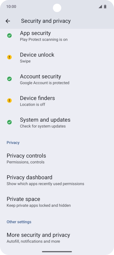 Press Device unlock.
