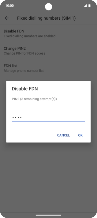 Key in your PIN2 and press OK.