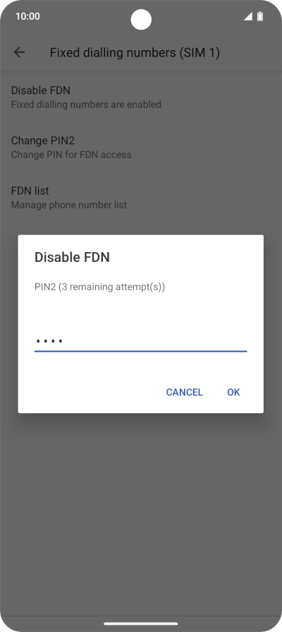 Key in your PIN2 and press OK.