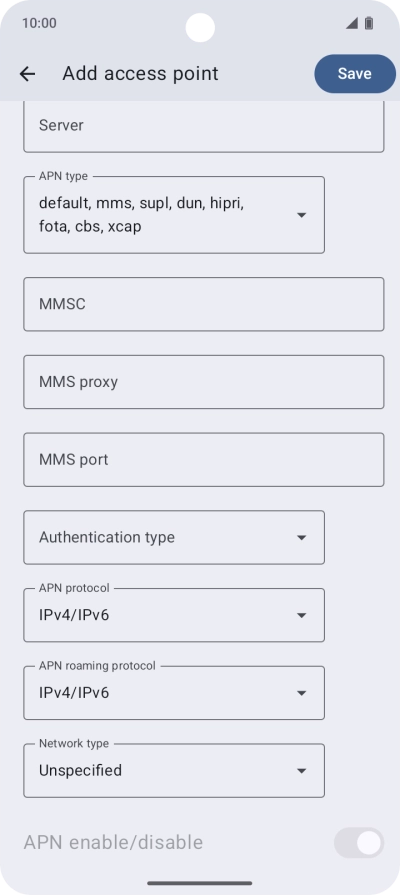 Press the drop down list next to 
