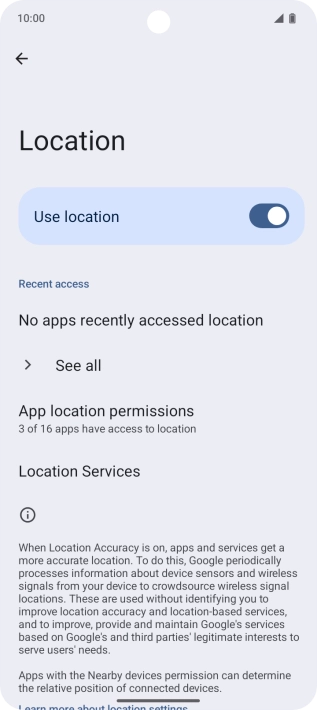Press App location permissions.