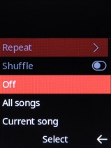 Select the required setting to turn repeat on or off.