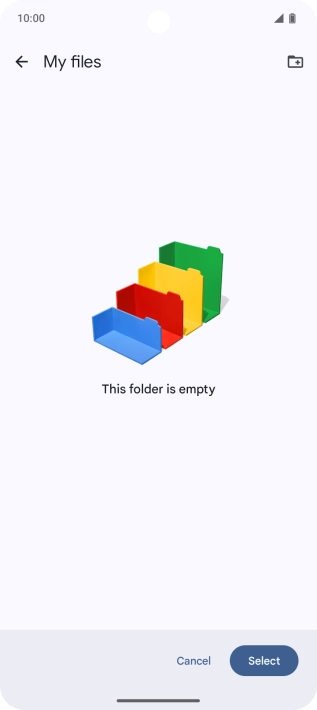 To create a new folder, press the new folder icon and follow the instructions on the screen to create a new folder.