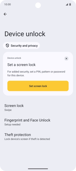 Press Fingerprint and Face Unlock.