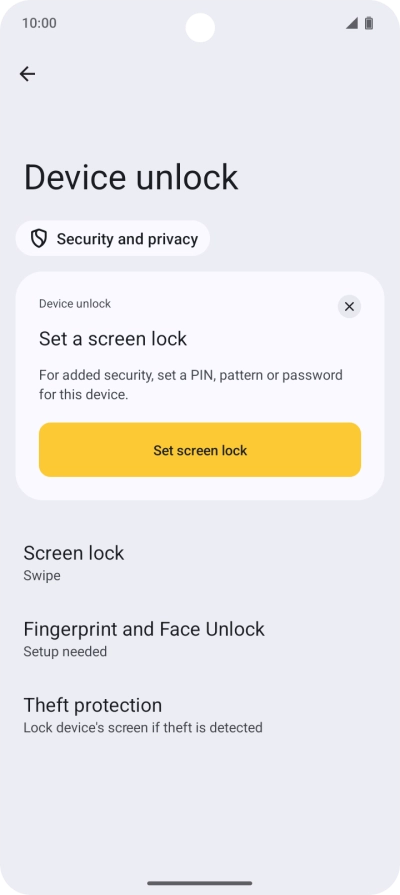 Press Fingerprint and Face Unlock.