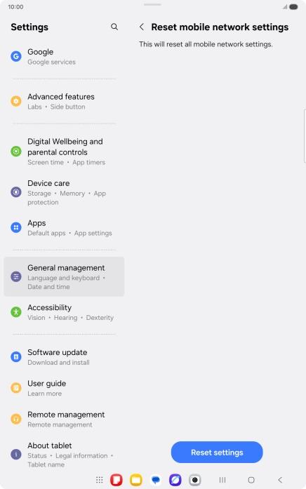 Press Reset settings.