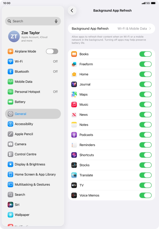Press Background App Refresh.