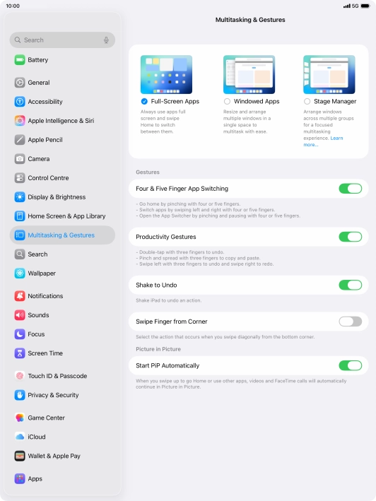 Press Windowed Apps.
