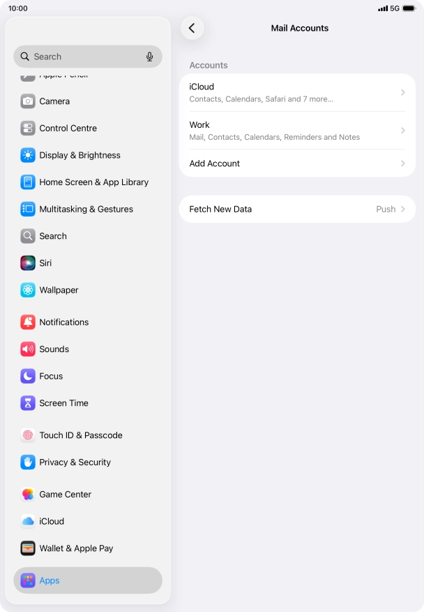 Press the required email account.