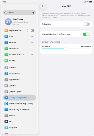 Press and drag the indicator below 