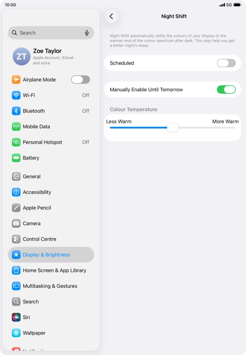 Press and drag the indicator below 