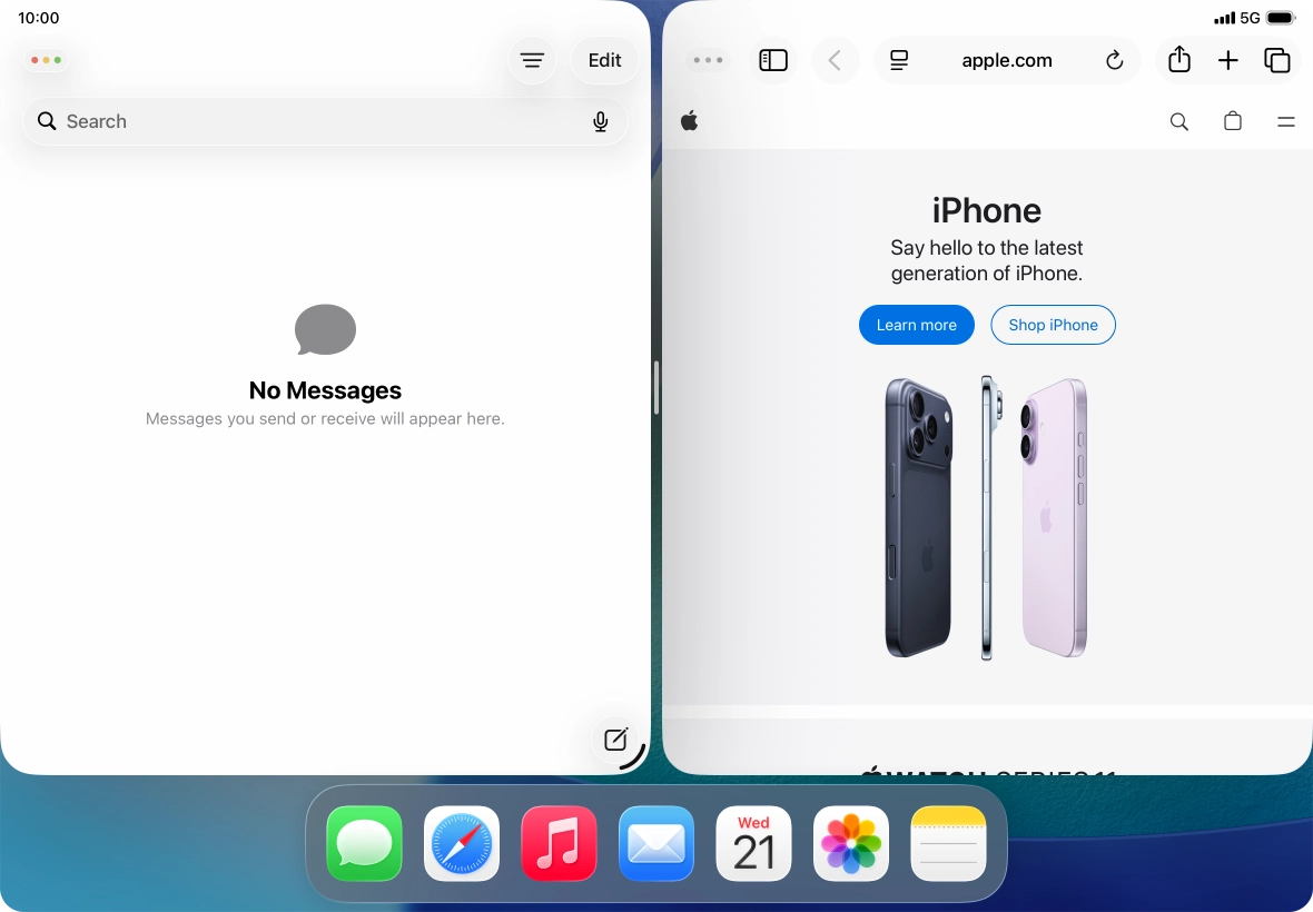The applications are now displayed on a split screen.