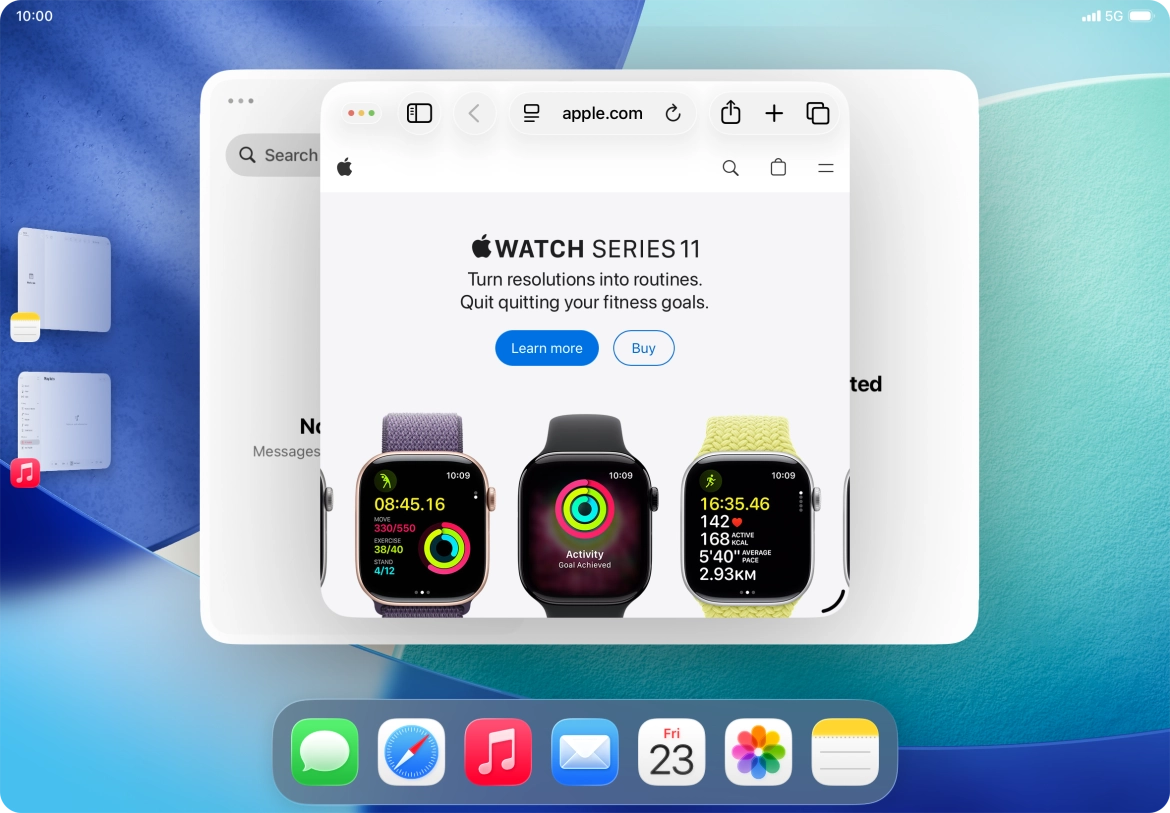 To adjust the size of the application window, press and drag the adjust size icon.
