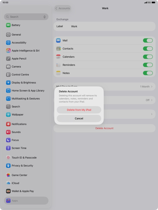 Press Delete from My iPad.