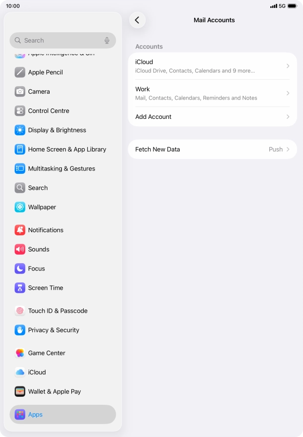 Press the required email account.