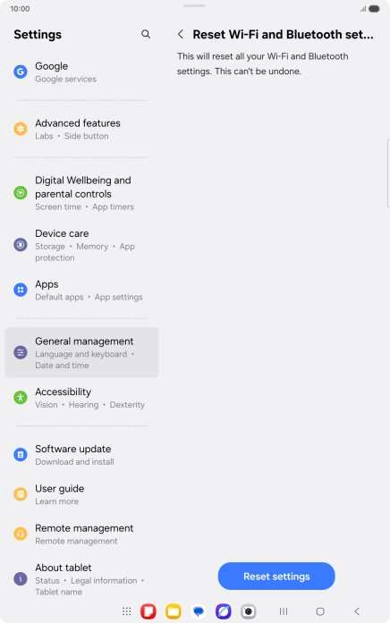 Press Reset settings.