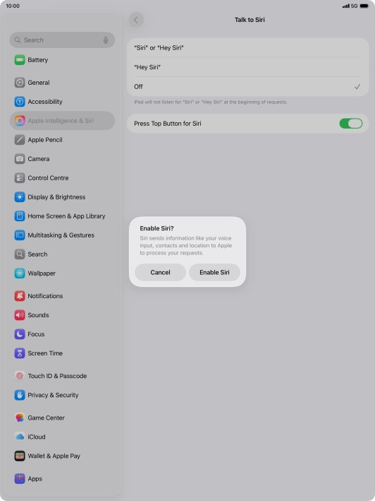 Press Enable Siri.