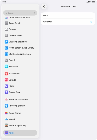 Press the required email account to select the email account as your default account.