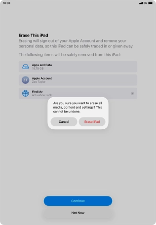 Press Erase iPad.