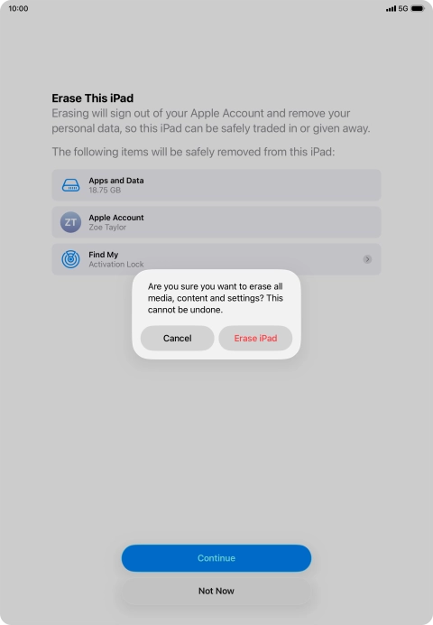 Press Erase iPad.