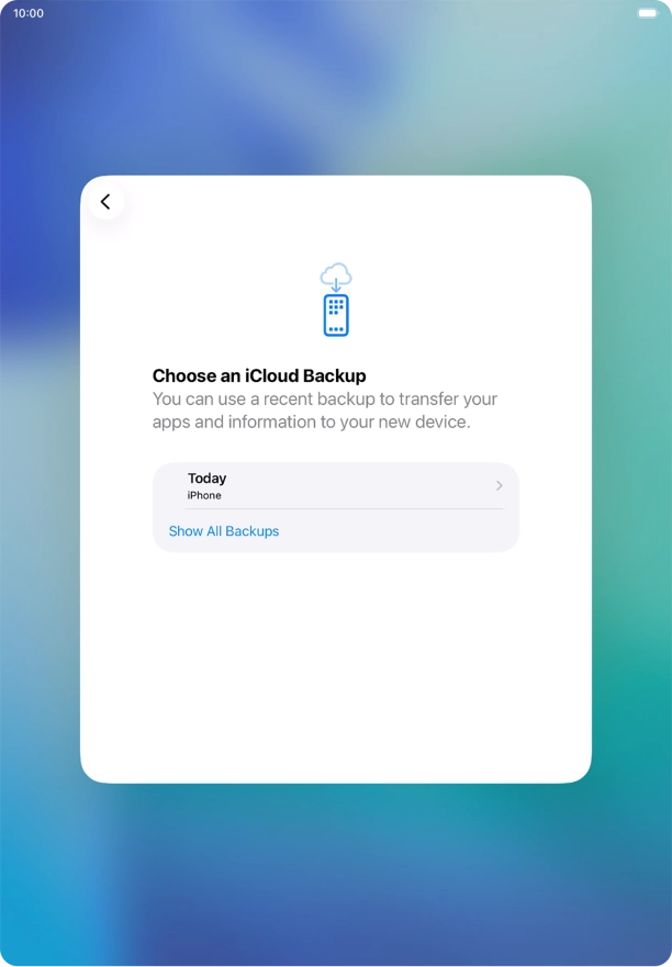 Press the required backup and your tablet restores the content of the selected backup. Subsequently, follow the instructions on the screen to set up your tablet and prepare it for use.
