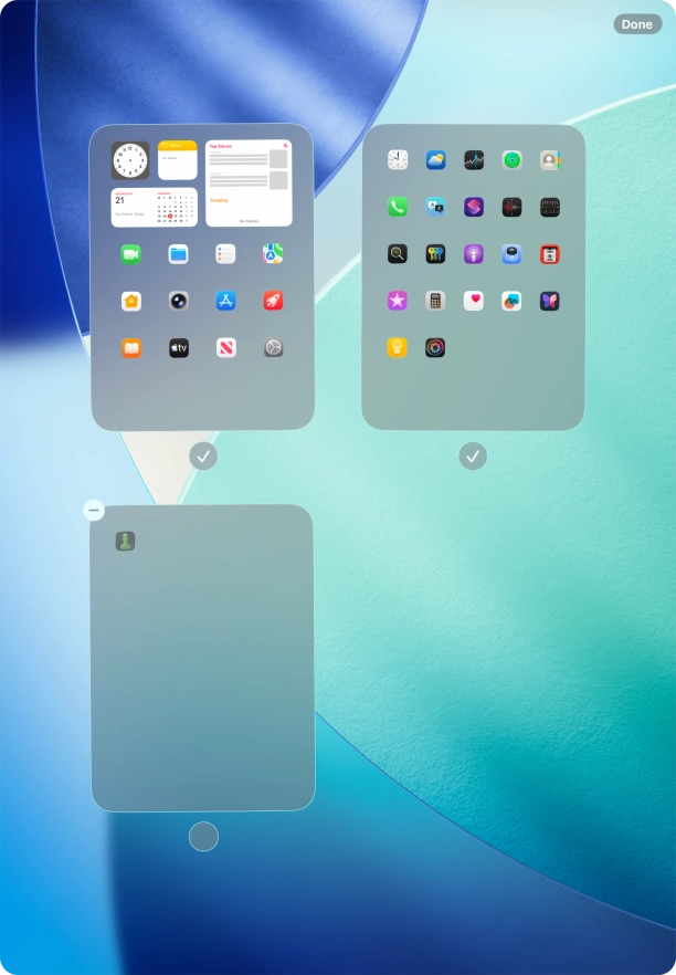 Press the delete icon next to the required home screen page.