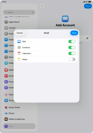 If this screen is displayed, you email account has been recognised and set up automatically. Follow the instructions on the screen to key in more information and finish setting up your tablet.