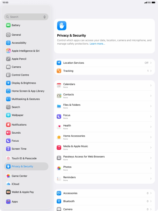 Press Location Services.