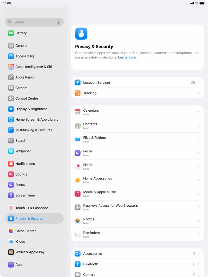 Press Location Services.