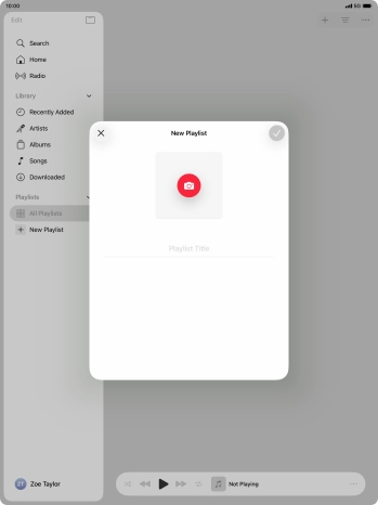 Press the text input field and key in a name for the playlist.